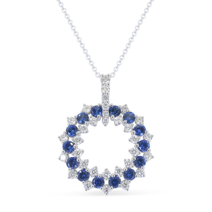 Beautiful Hand Crafted 18K White Gold  Sapphire And Diamond Arianna Collection Pendant