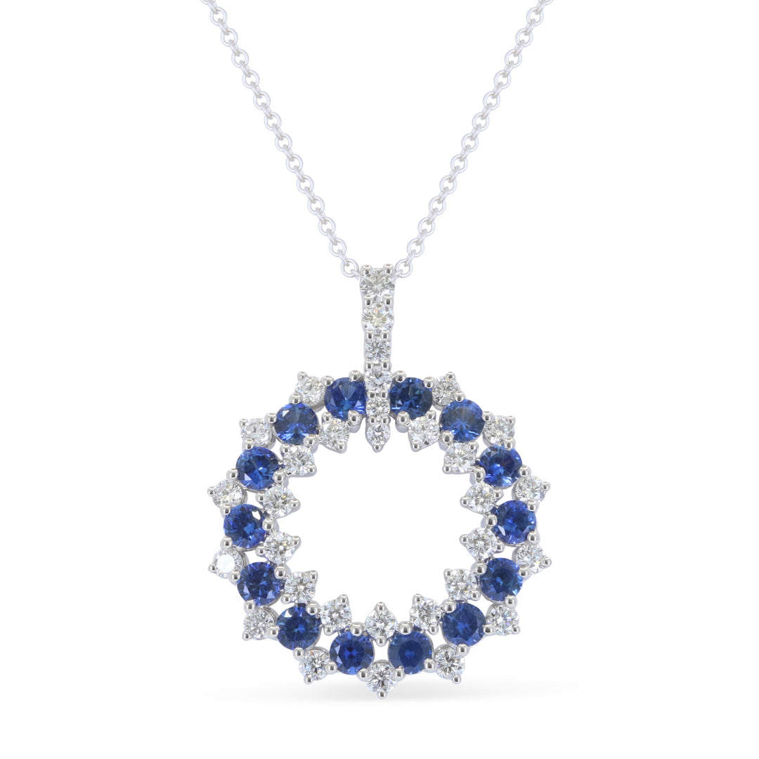 Beautiful Hand Crafted 18K White Gold  Sapphire And Diamond Arianna Collection Pendant