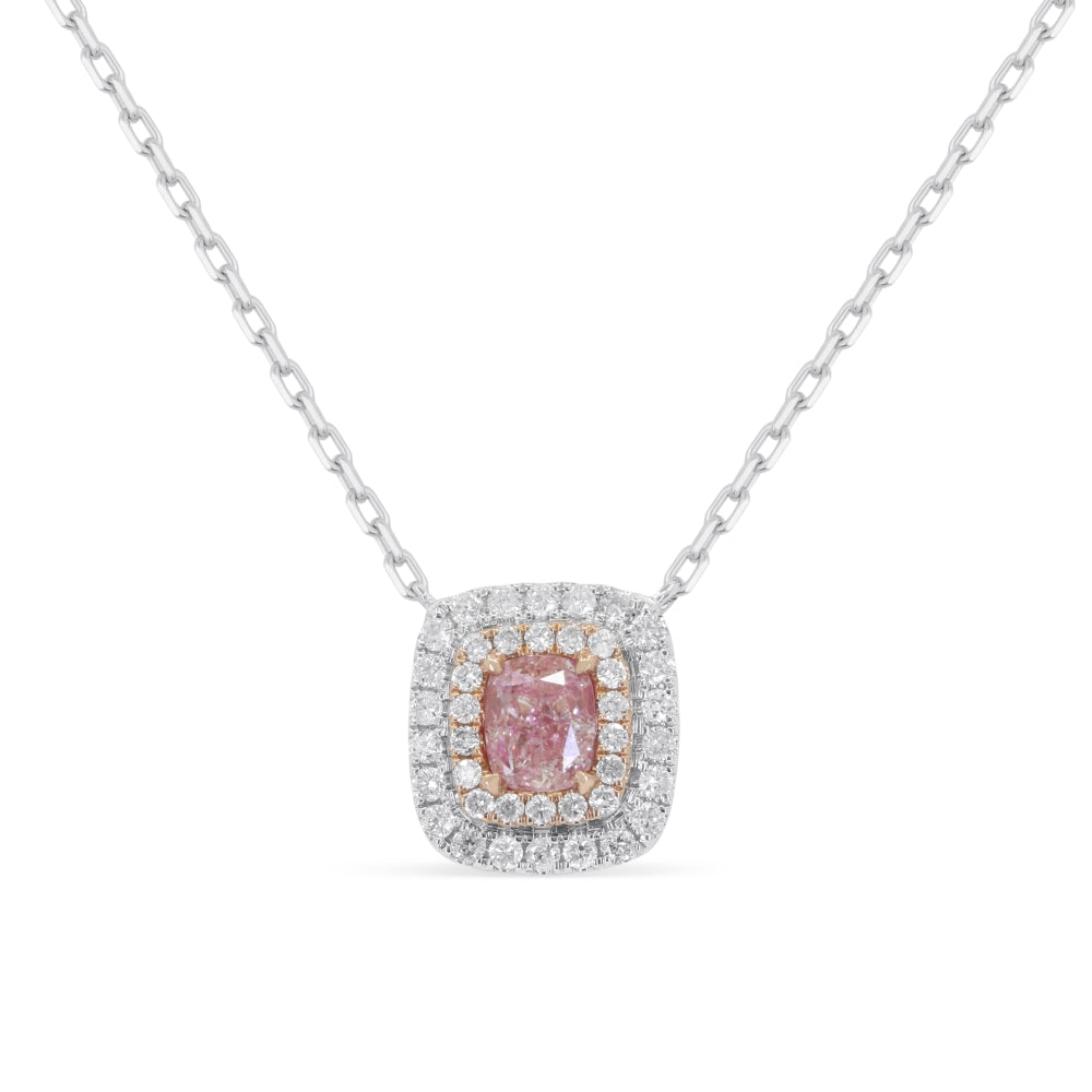 Beautiful Hand Crafted 18K White Gold  Fancy Pink Diamond And Diamond Milano Collection Necklace