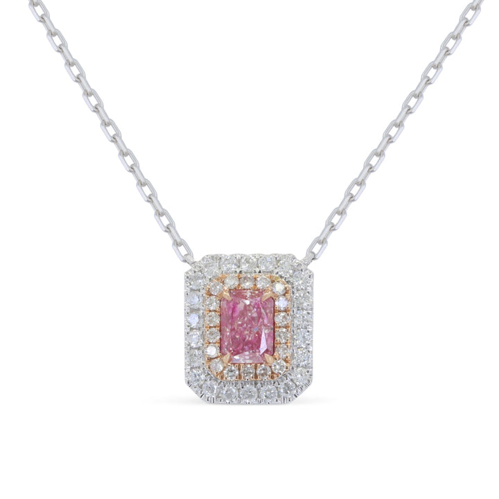 Beautiful Hand Crafted 18K White Gold  Fancy Pink Diamond And Diamond Milano Collection Necklace