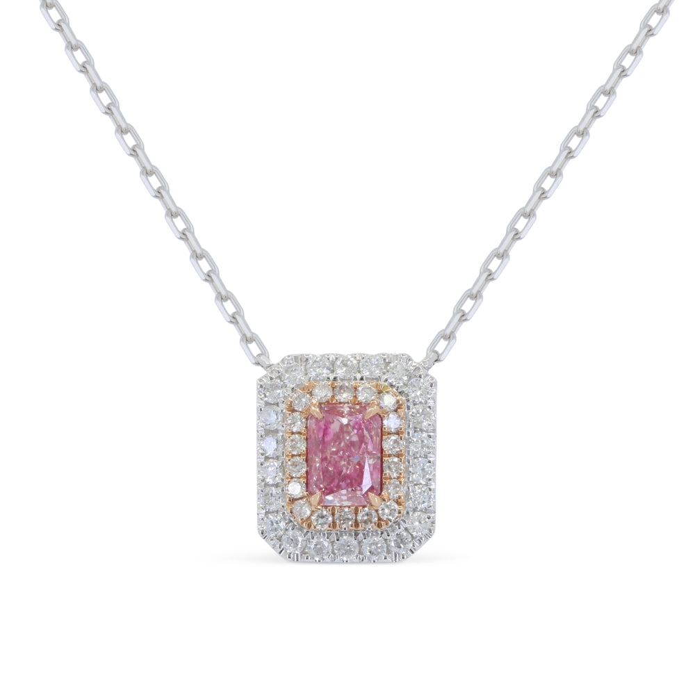 Beautiful Hand Crafted 18K White Gold  Fancy Pink Diamond And Diamond Milano Collection Necklace