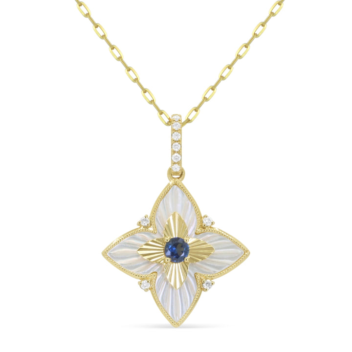 Madison L 14K Yellow Gold Sapphire Flower Pendant - style N2056SAY