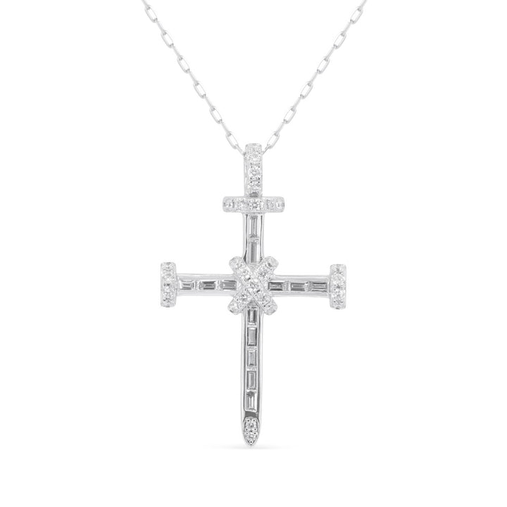Beautiful Hand Crafted 14K White Gold White Diamond Religious Collection Pendant
