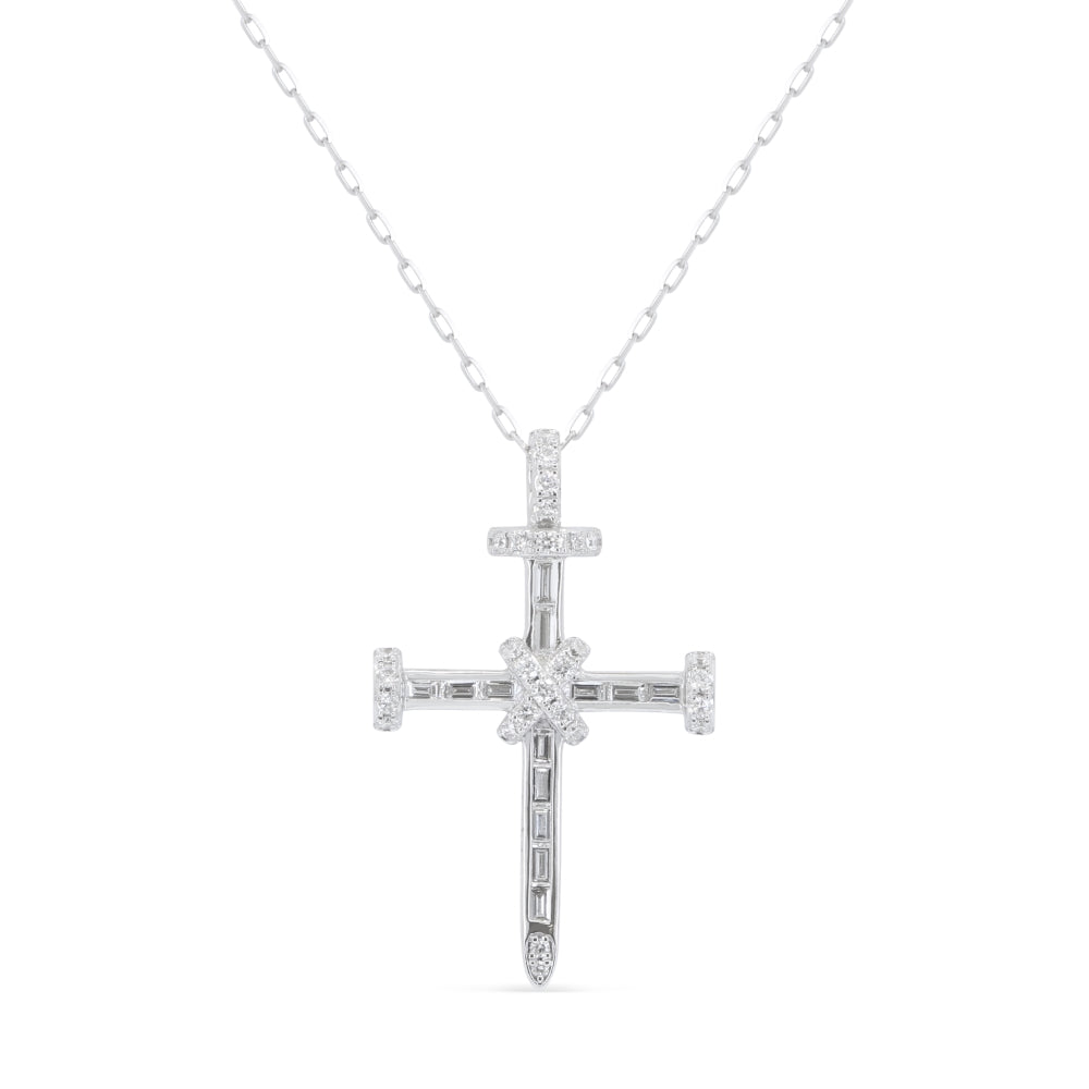 Beautiful Hand Crafted 14K White Gold White Diamond Religious Collection Pendant