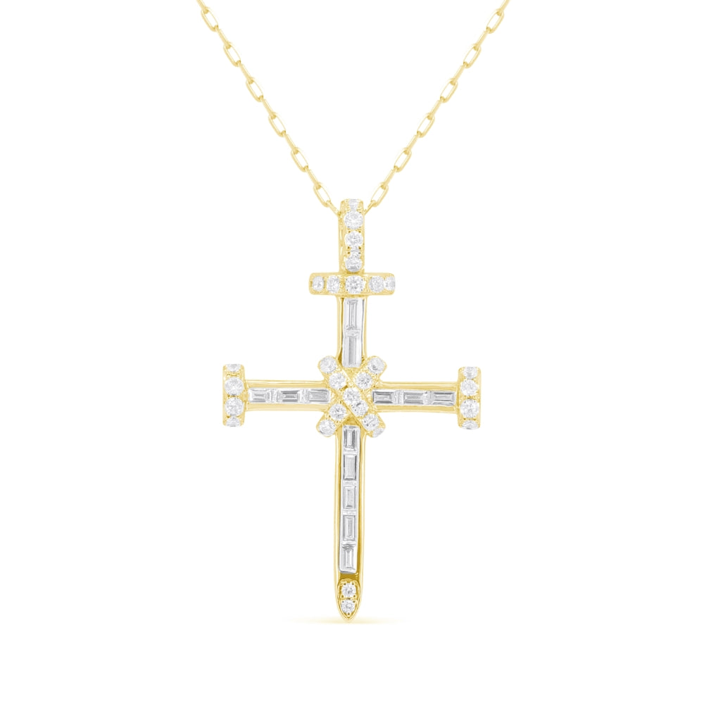Madison L 14K Yellow Gold Diamond Crucifix Cross Pendant - style N2061Y