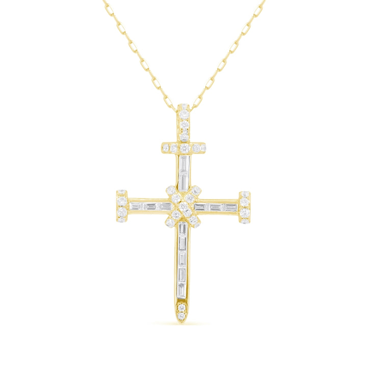 Madison L 14K Yellow Gold Diamond Crucifix Cross Pendant - style N2061Y