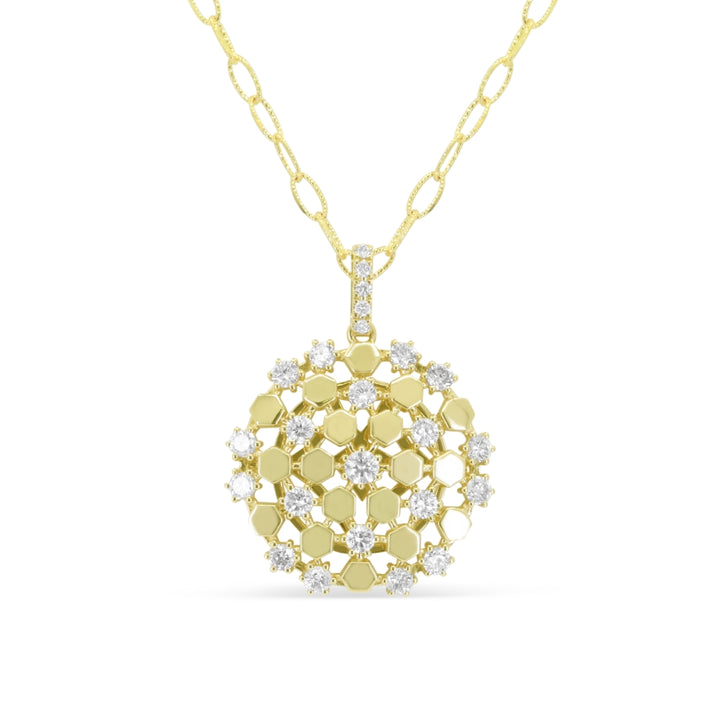 Beautiful Hand Crafted 14K Yellow Gold White Diamond Milano Collection Pendant