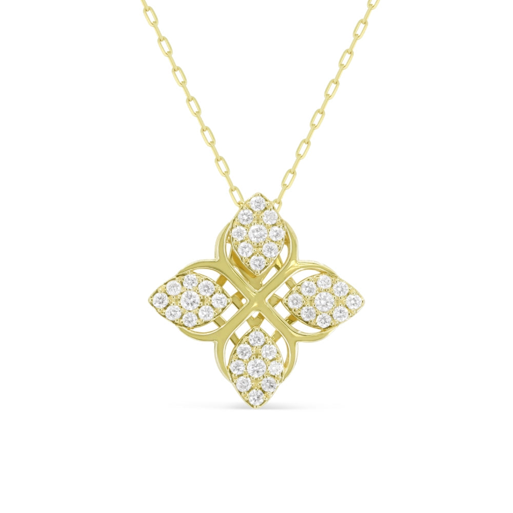 Beautiful Hand Crafted 14K Yellow Gold White Diamond Milano Collection Pendant