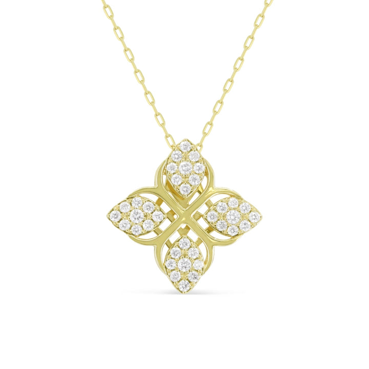 Beautiful Hand Crafted 14K Yellow Gold White Diamond Milano Collection Pendant