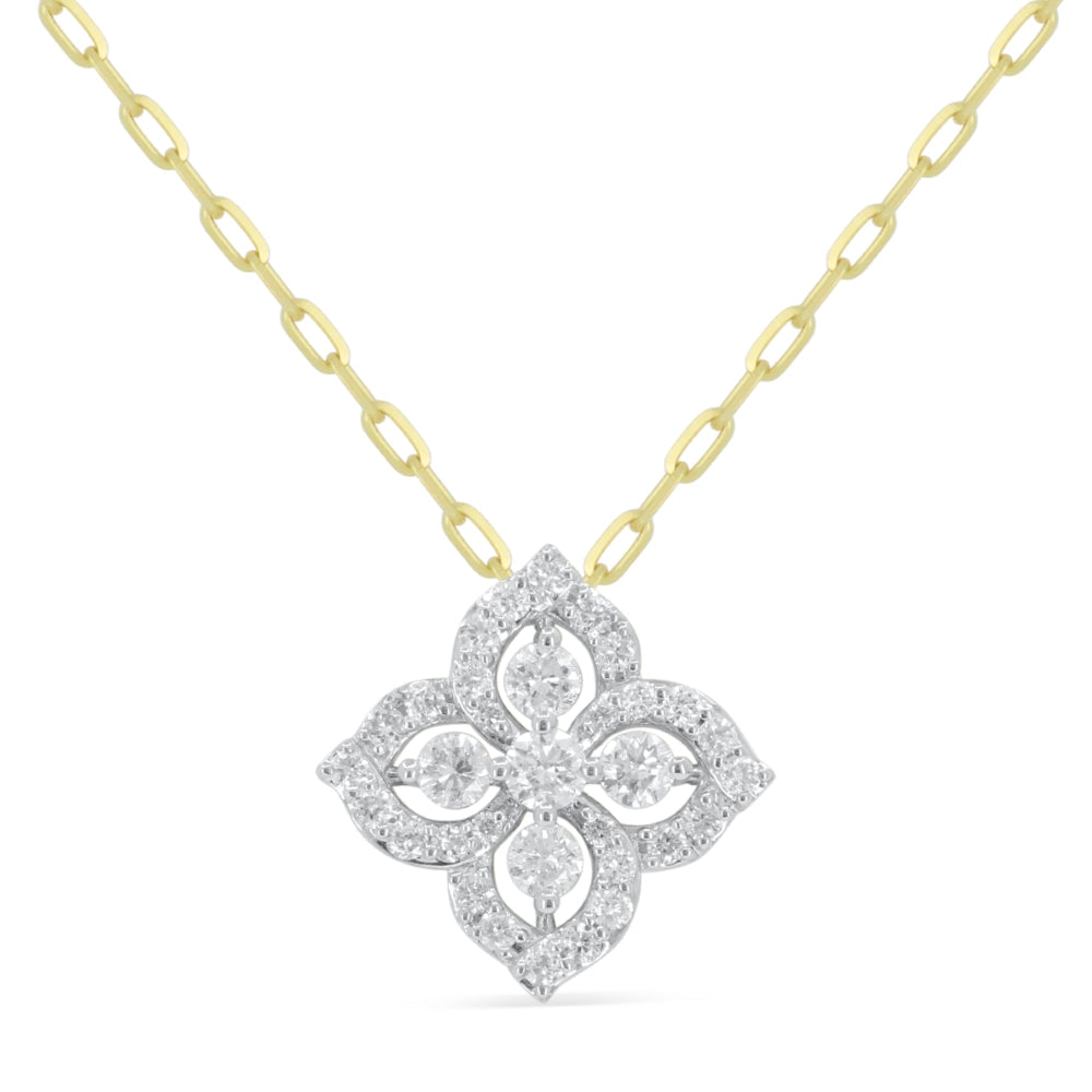 Beautiful Hand Crafted 14K Yellow Gold White Diamond Milano Collection Pendant
