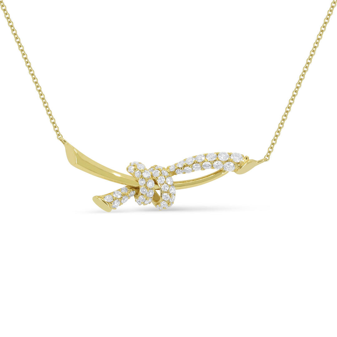 Beautiful Hand Crafted 14K Yellow Gold White Diamond Milano Collection Necklace