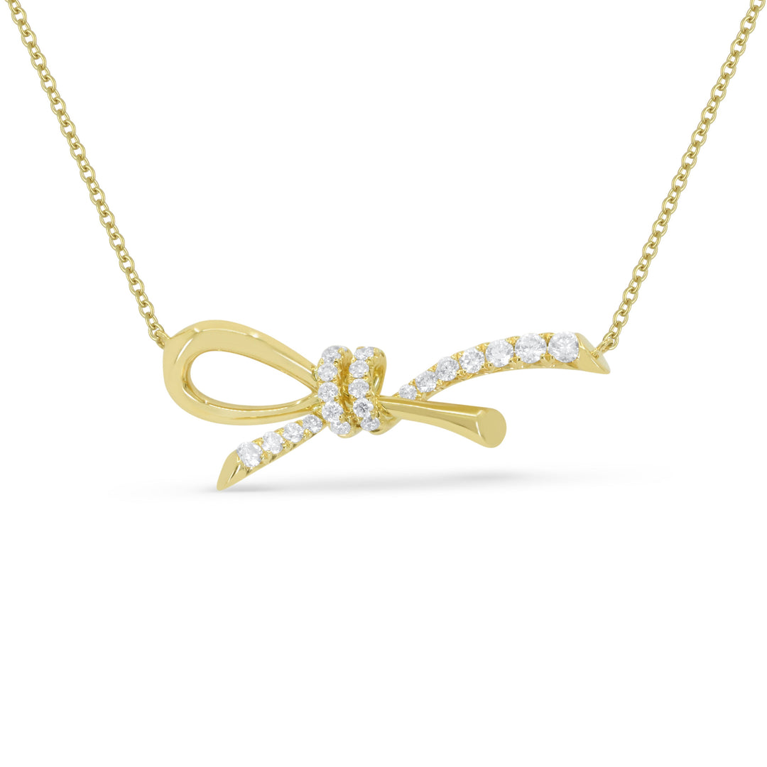 Beautiful Hand Crafted 14K Yellow Gold White Diamond Milano Collection Necklace