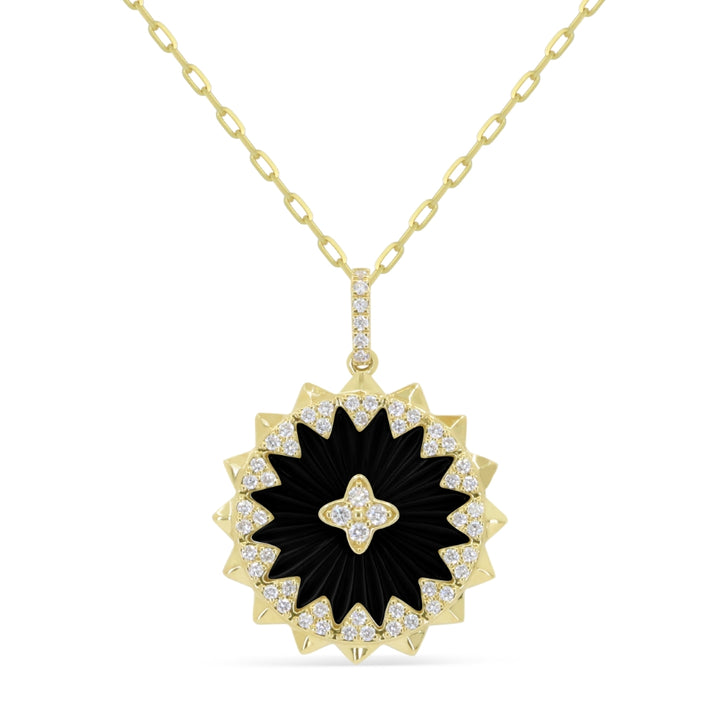 Madison L 14K Yellow Gold Grey Mother of Pearl Pendant - style N2073GREYMOPY