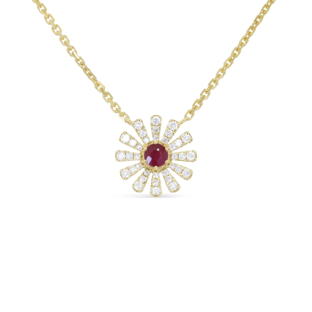 Beautiful Hand Crafted 14K Yellow Gold  Ruby And Diamond Arianna Collection Necklace