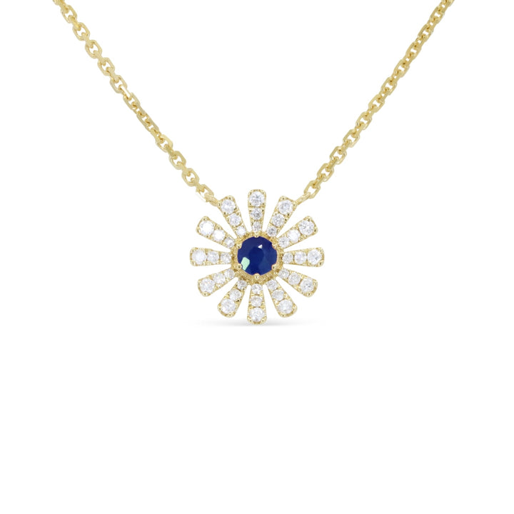 Beautiful Hand Crafted 14K Yellow Gold  Sapphire And Diamond Arianna Collection Necklace