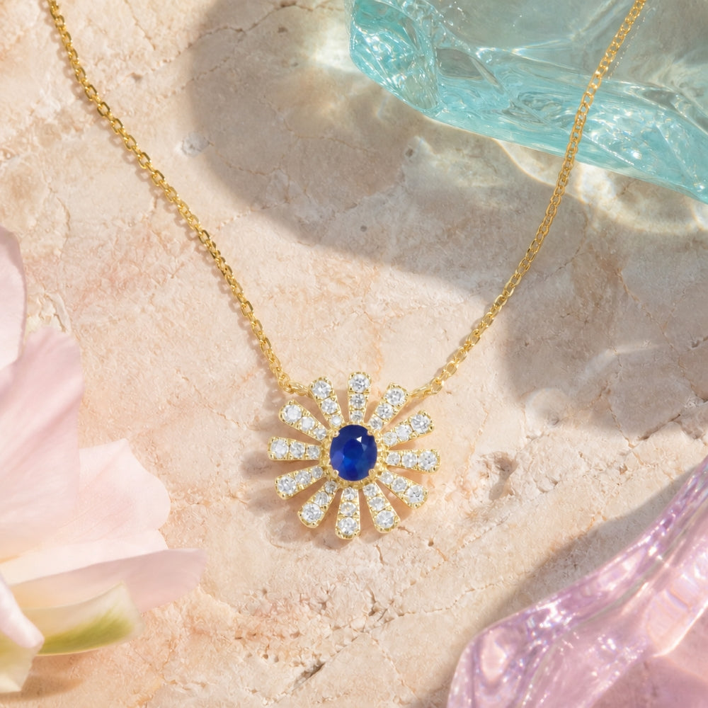 N2076 - 14K Yellow Gold Emerald, Ruby & Sapphire Necklace