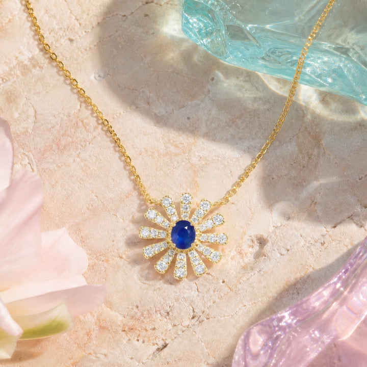 N2076 - 14K Yellow Gold Emerald, Ruby & Sapphire Necklace