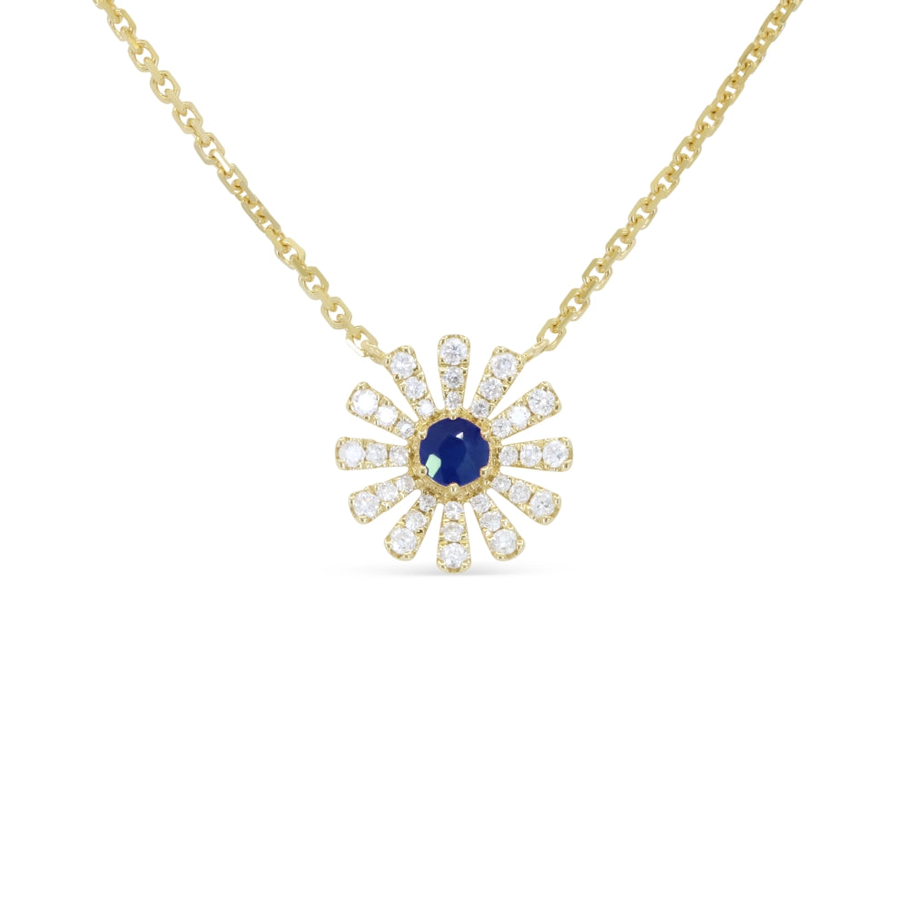 Beautiful Hand Crafted 14K Yellow Gold  Sapphire And Diamond Arianna Collection Necklace