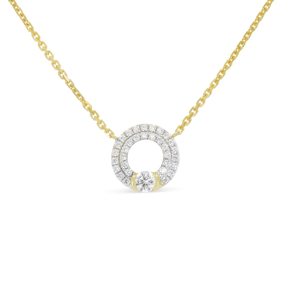 Beautiful Hand Crafted 14K Yellow Gold White Diamond Milano Collection Necklace