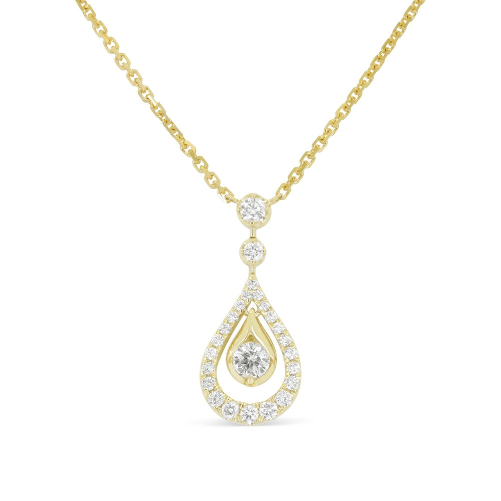 Beautiful Hand Crafted 14K Yellow Gold White Diamond Milano Collection Necklace