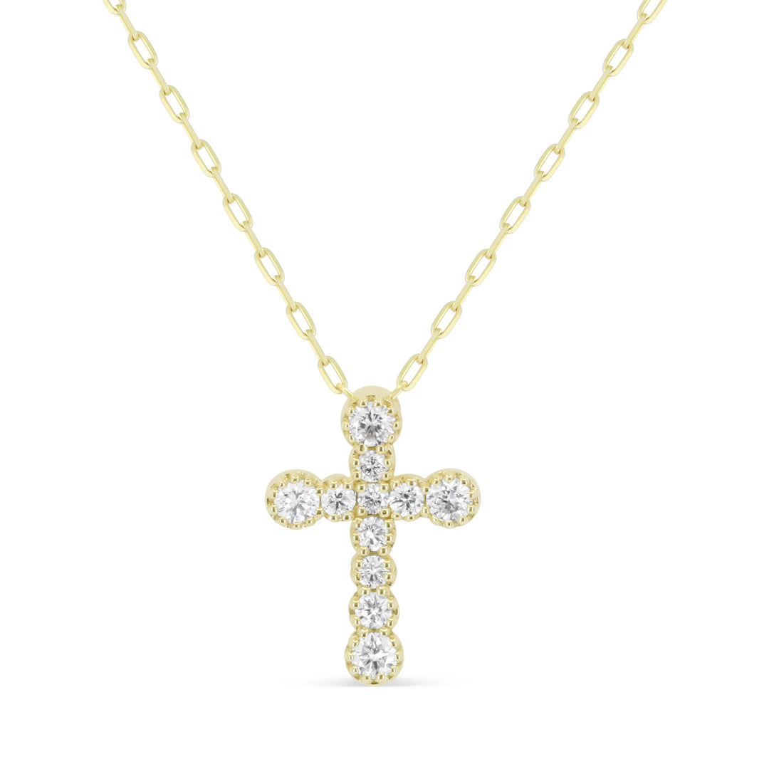 Beautiful Hand Crafted 14K Yellow Gold White Diamond Milano Collection Pendant
