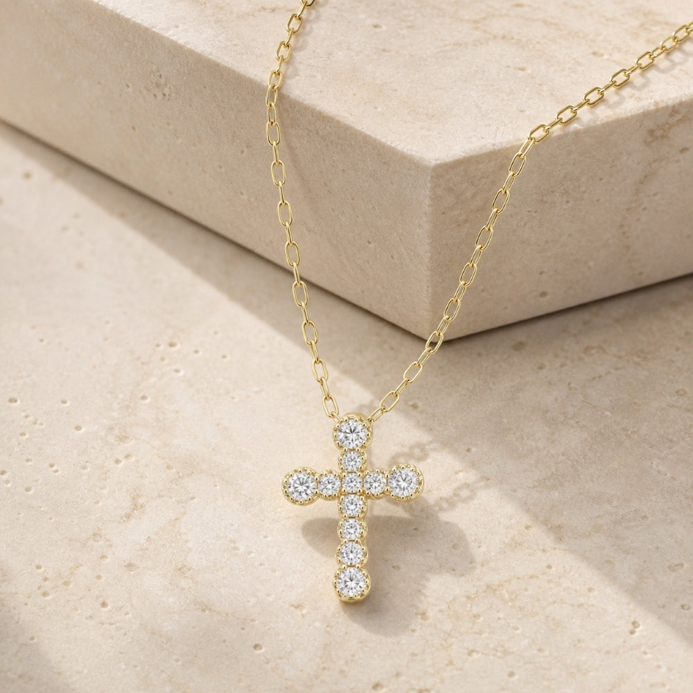 N2084 - 14K & 18K Gold Diamond Crucifix Cross Pendant
