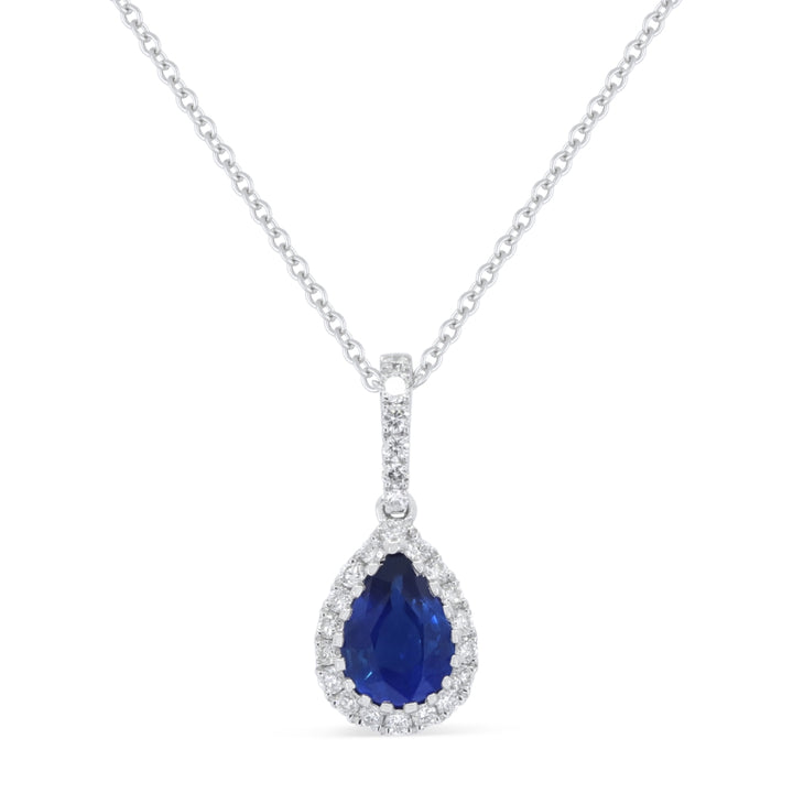 Madison L 18K White Gold Sapphire Pear Pendant - style N2086SAW