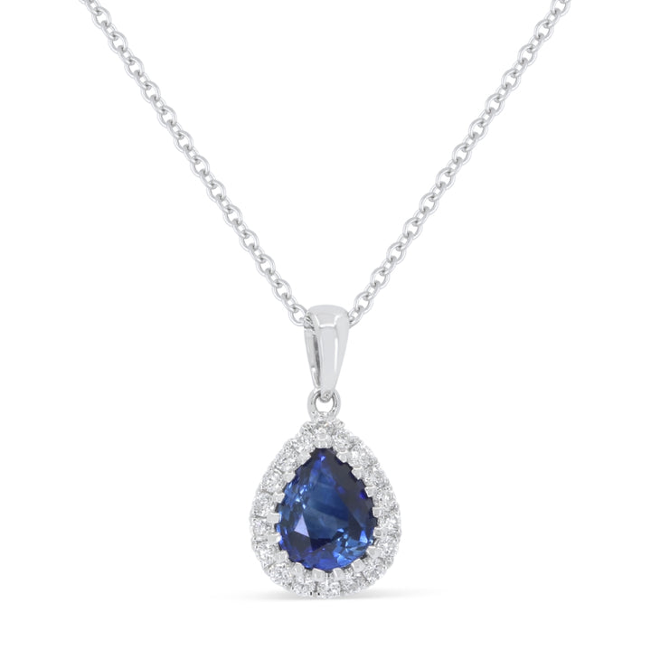 Madison L 18K White Gold Sapphire Pear Pendant - style N2089SAW