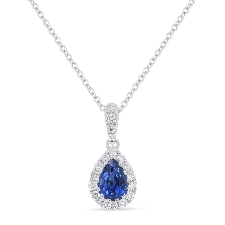 Madison L 18K White Gold Sapphire Pear Pendant - style N2090SAW
