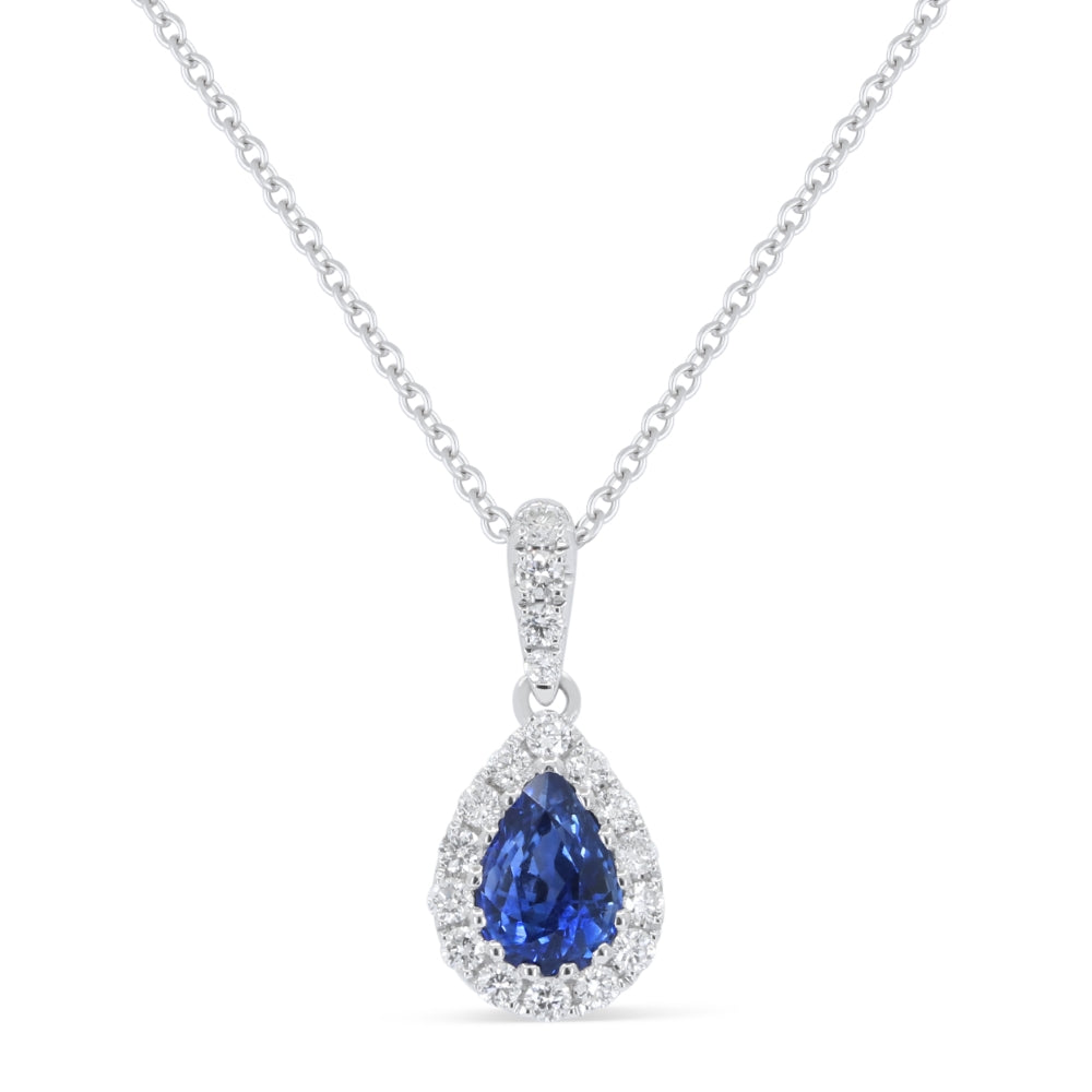 Beautiful Hand Crafted 18K White Gold  Sapphire And Diamond Arianna Collection Pendant