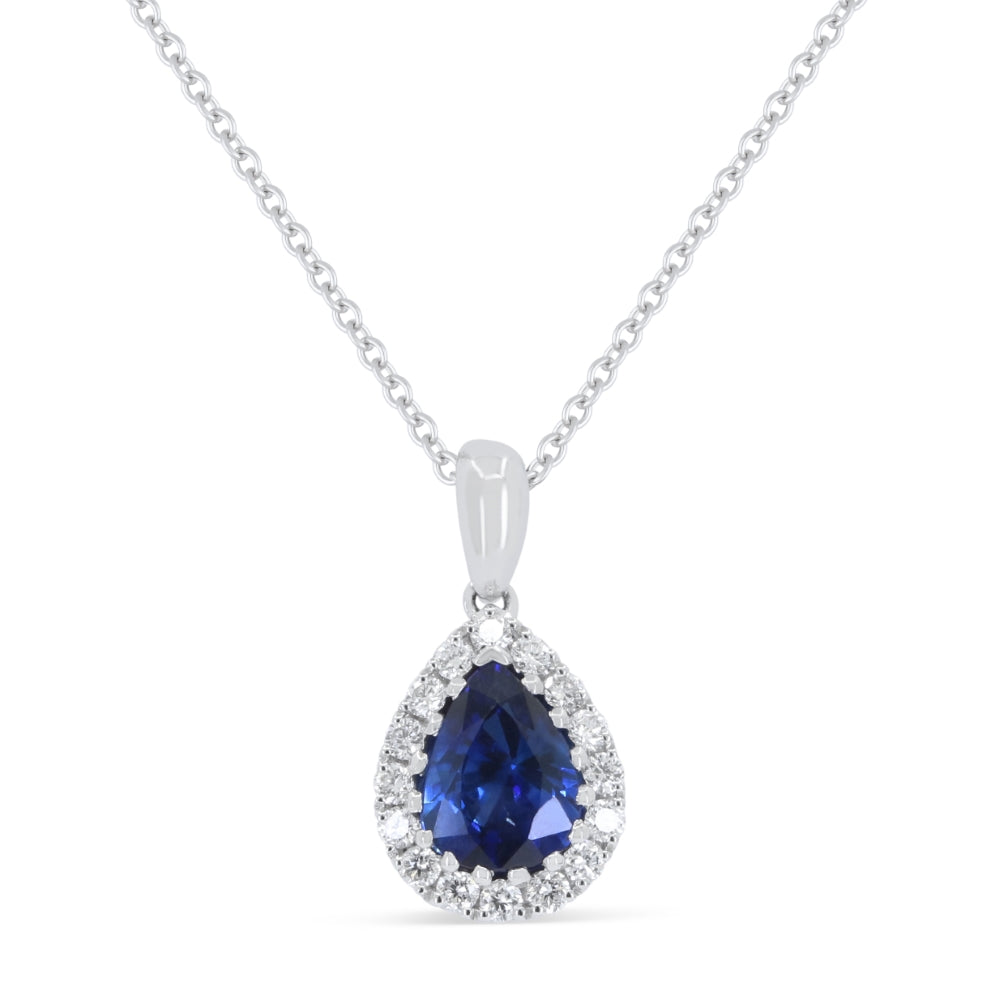 Beautiful Hand Crafted 18K White Gold  Sapphire And Diamond Arianna Collection Pendant