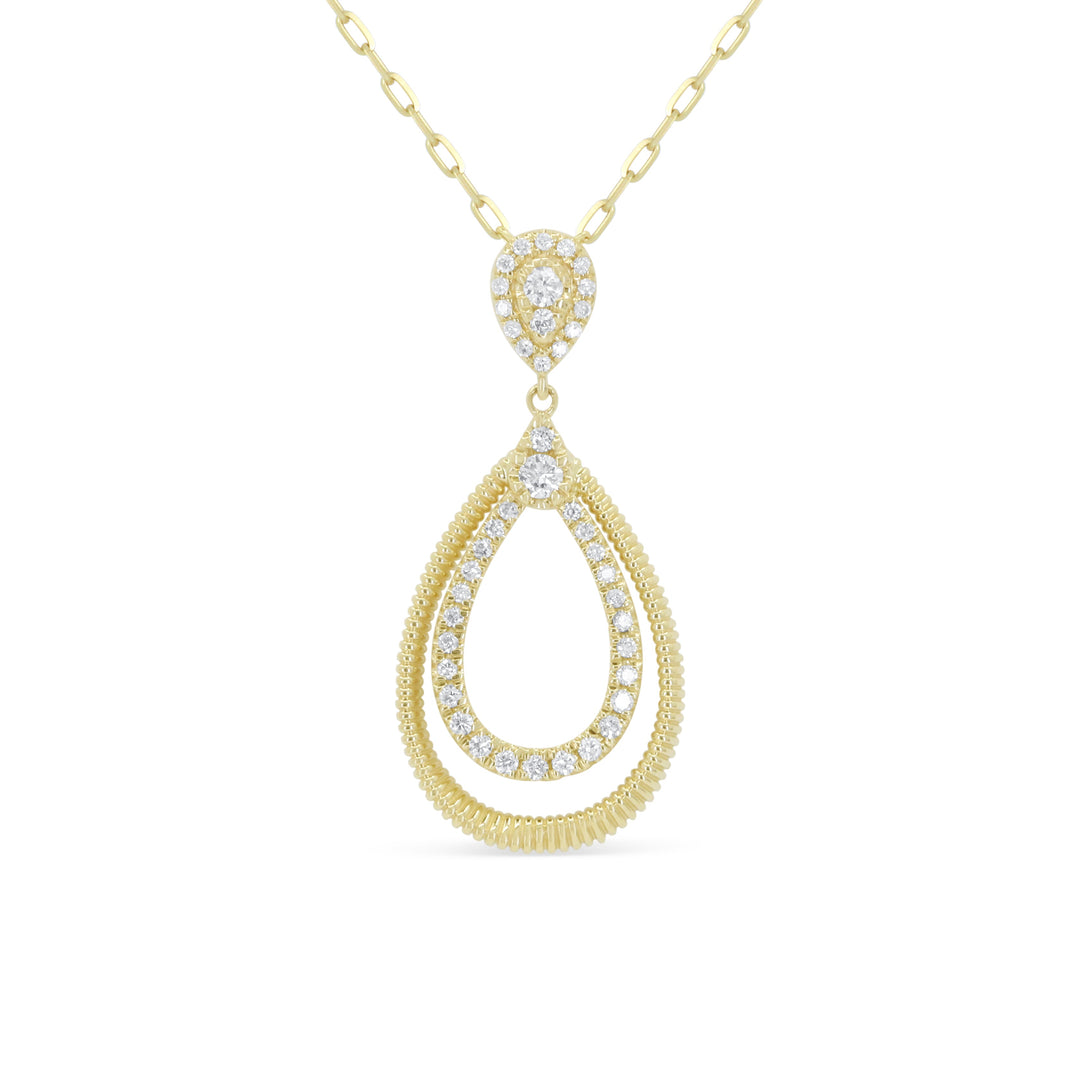 Beautiful Hand Crafted 14K Yellow Gold White Diamond Milano Collection Pendant