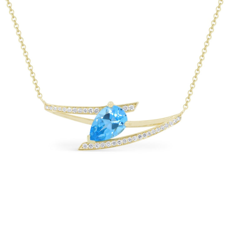 Madison L 14K Yellow Gold Swiss Blue Topaz Necklace - style N2097SWBTY