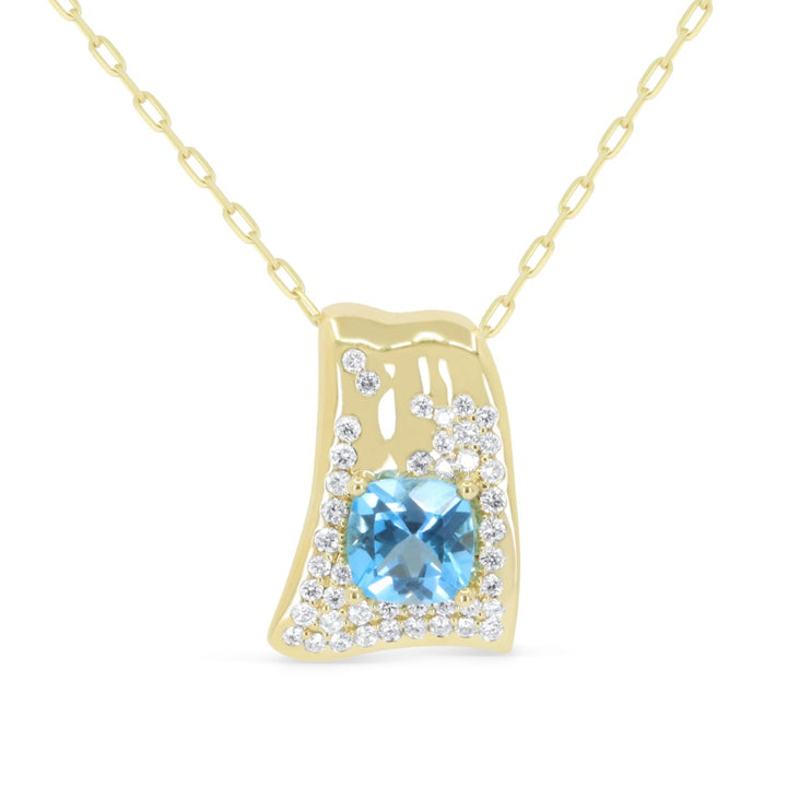 Madison L 14K Yellow Gold Swiss Blue Topaz Pendant - style N2100SWBTY