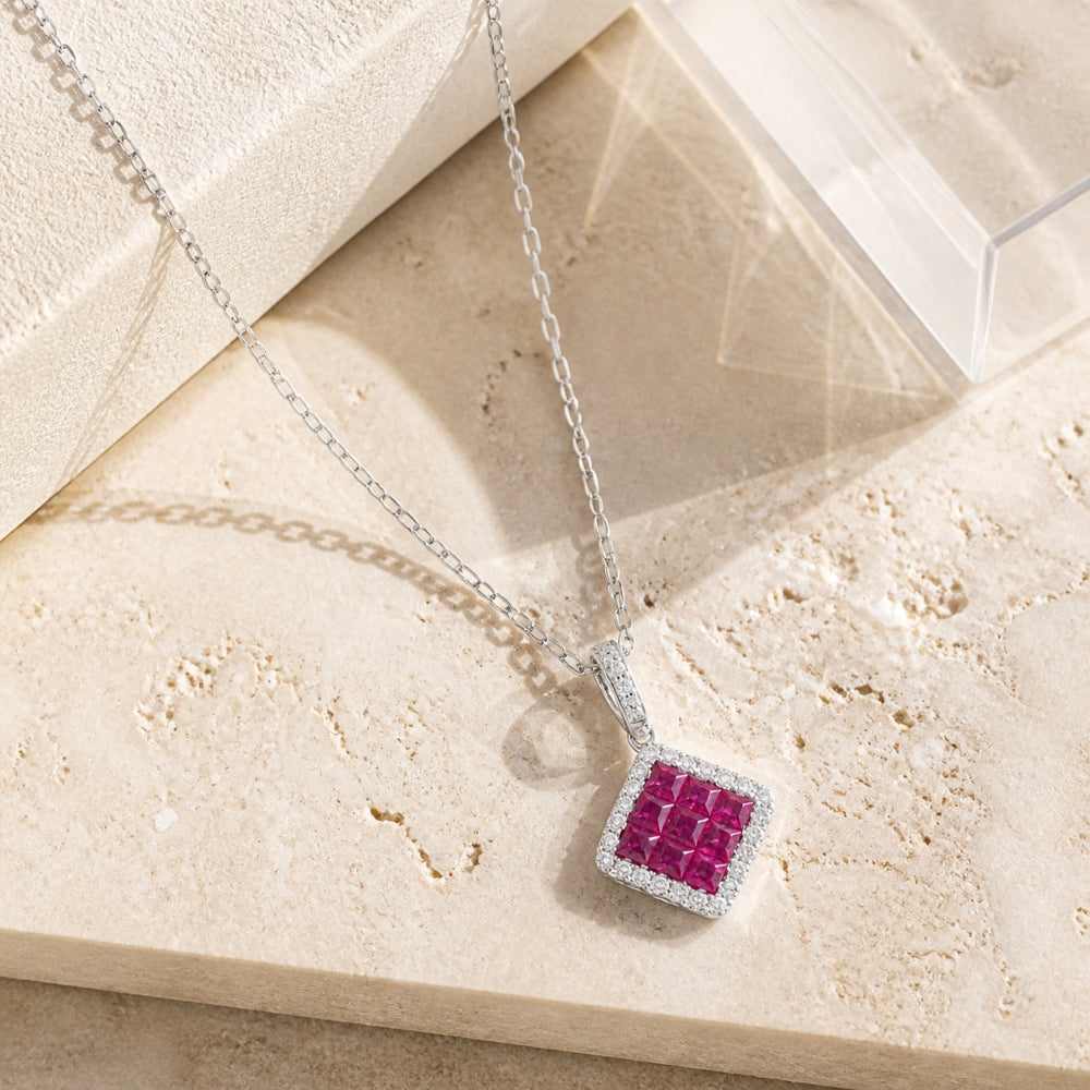 N2104 - 14K White Gold Ruby & Sapphire Pendant