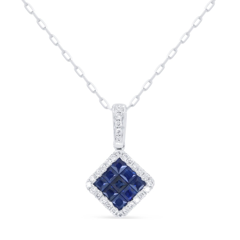 Beautiful Hand Crafted 14K White Gold  Sapphire And Diamond Arianna Collection Pendant