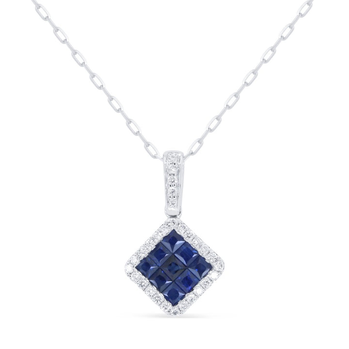 Beautiful Hand Crafted 14K White Gold  Sapphire And Diamond Arianna Collection Pendant