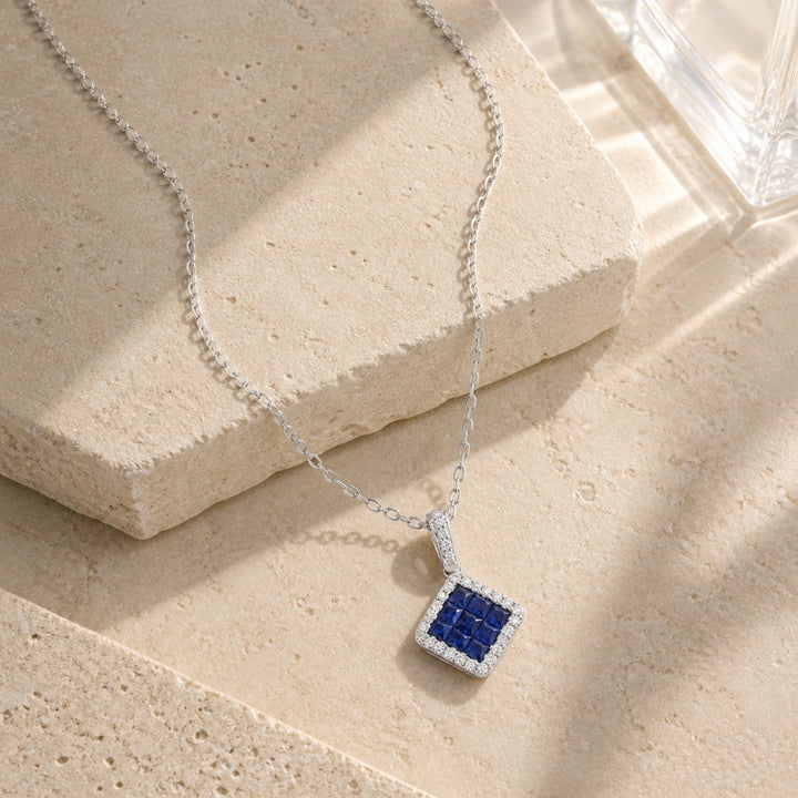 N2104 - 14K White Gold Ruby & Sapphire Pendant