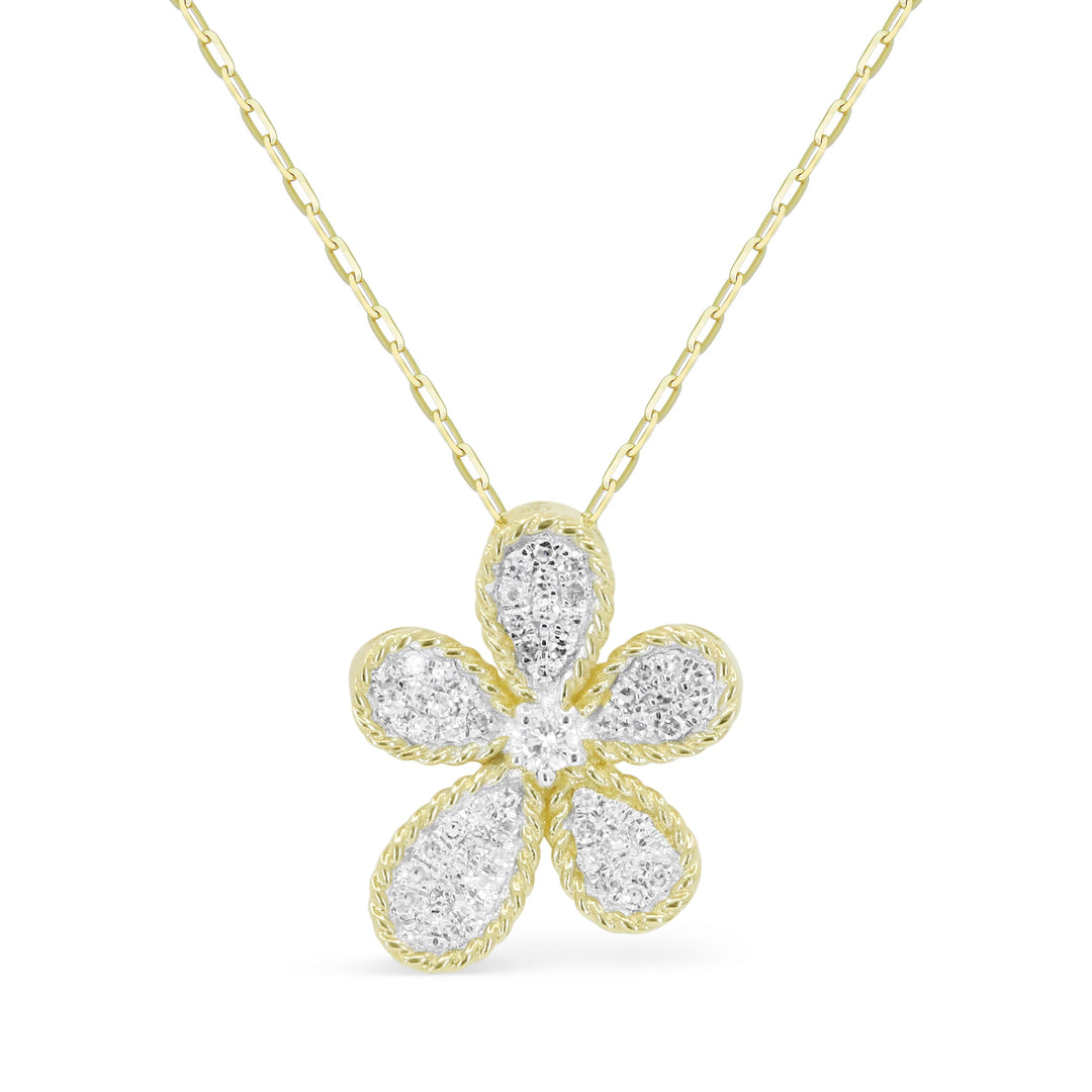Beautiful Hand Crafted 14K Yellow Gold White Diamond Essentials Collection Pendant