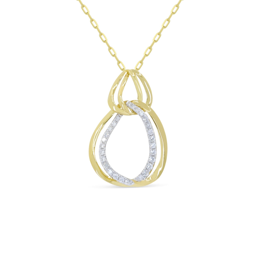 Beautiful Hand Crafted 14K Yellow Gold White Diamond Milano Collection Pendant
