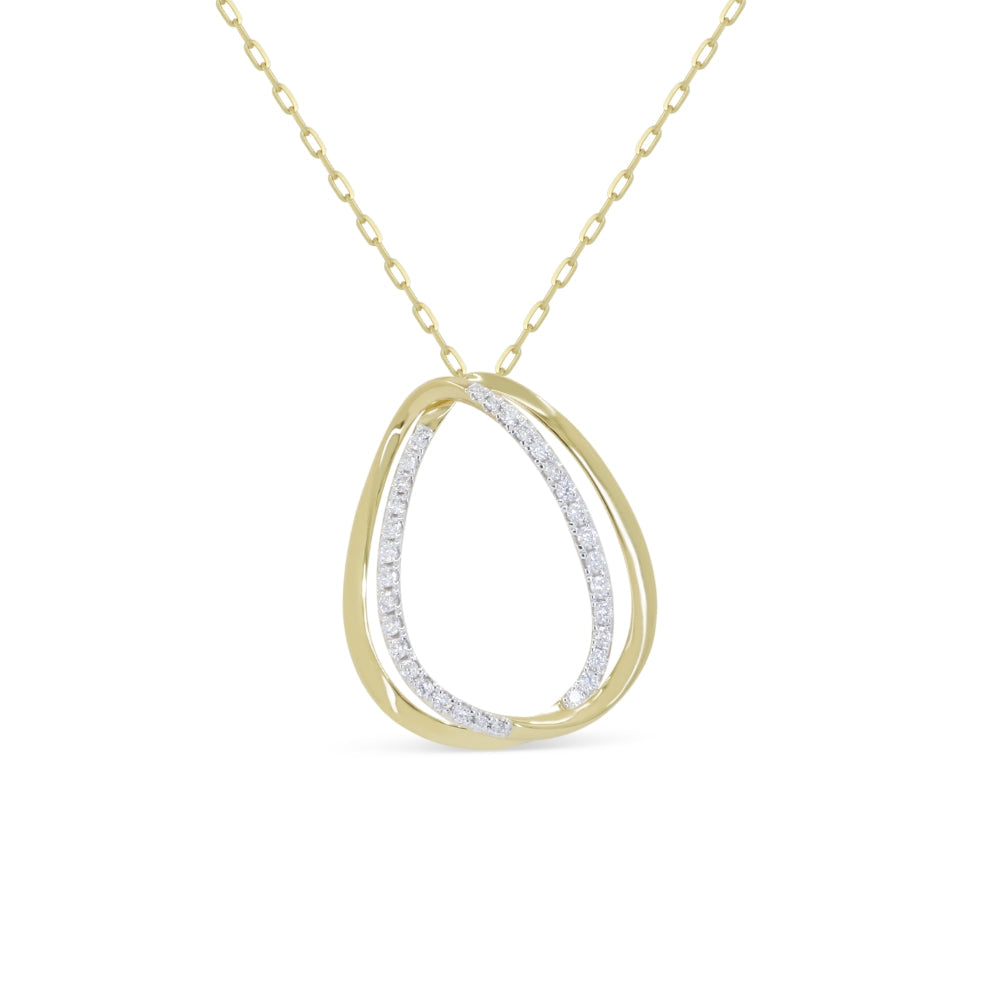 Beautiful Hand Crafted 14K Yellow Gold White Diamond Milano Collection Pendant