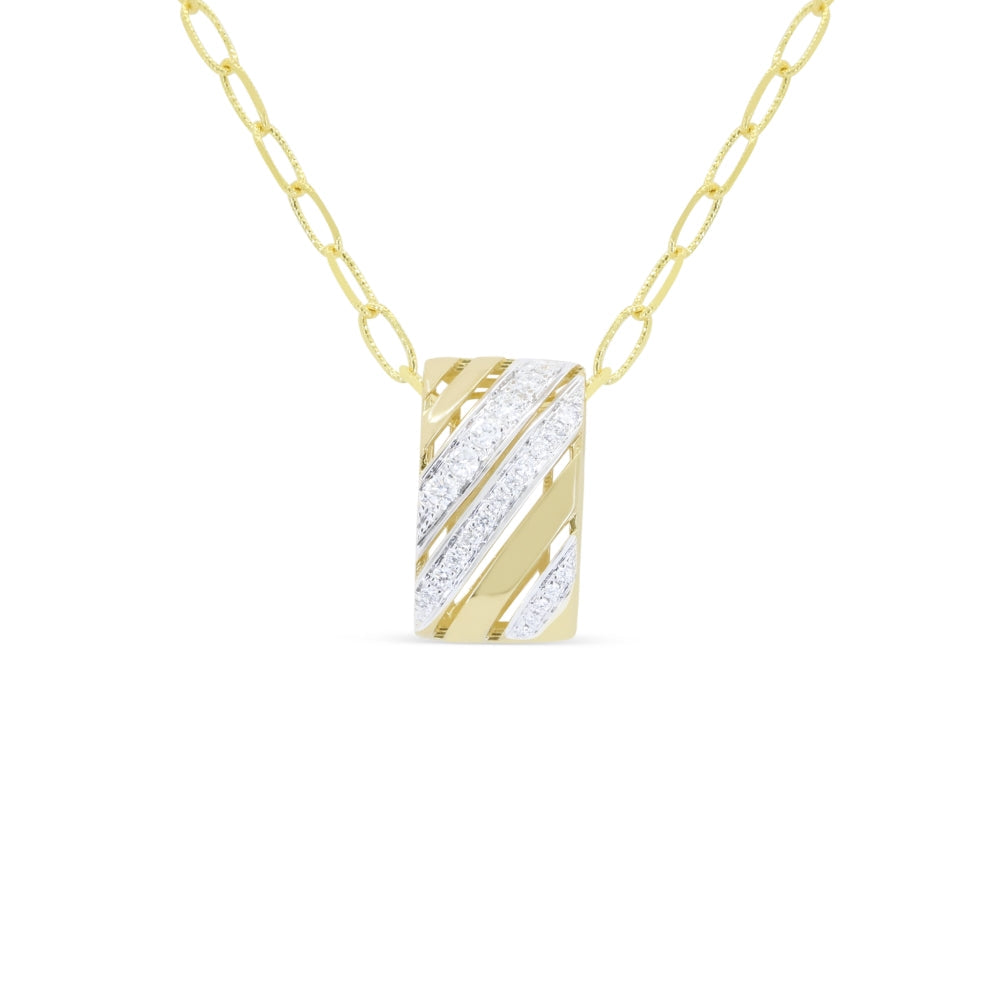 Beautiful Hand Crafted 14K Yellow Gold White Diamond Milano Collection Pendant
