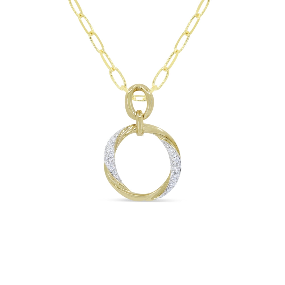 Beautiful Hand Crafted 14K Yellow Gold White Diamond Milano Collection Pendant