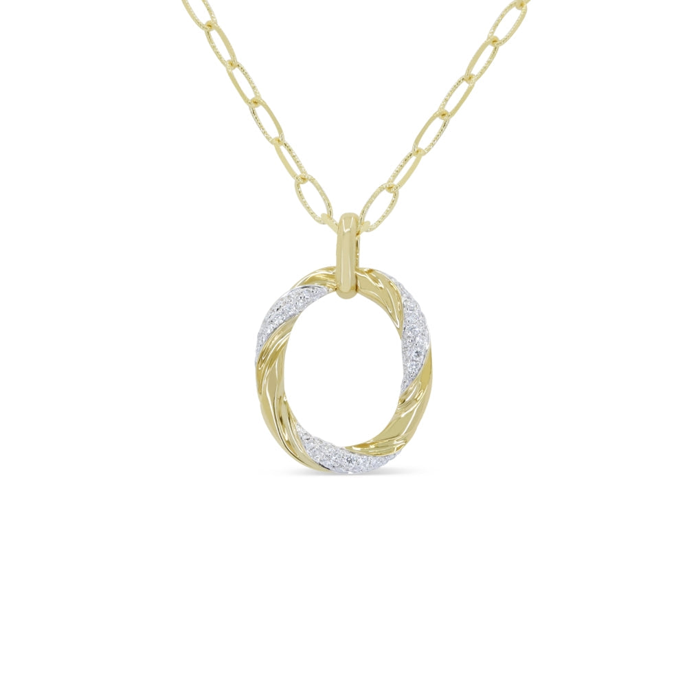 Beautiful Hand Crafted 14K Yellow Gold White Diamond Milano Collection Pendant