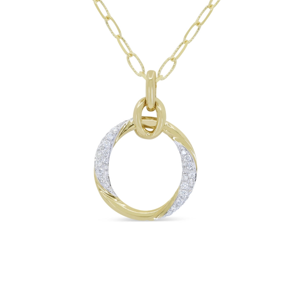 Beautiful Hand Crafted 14K Yellow Gold White Diamond Milano Collection Pendant