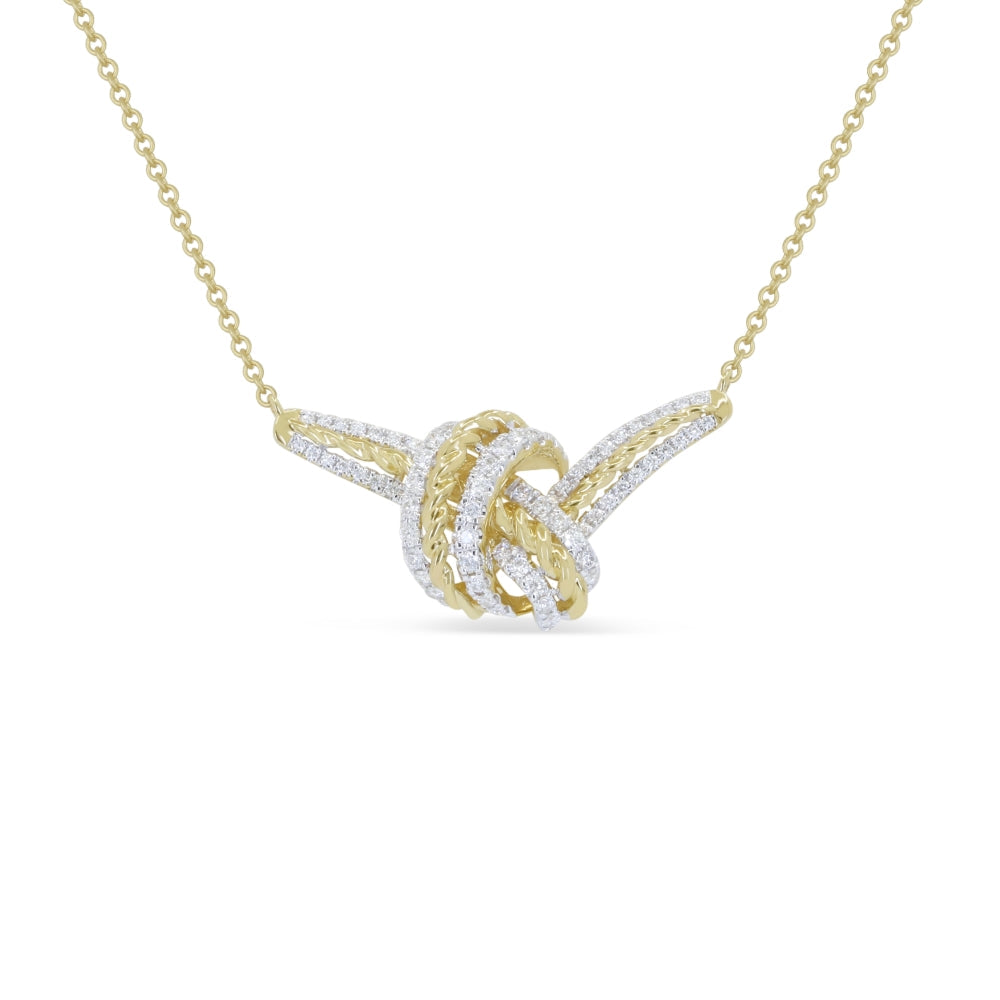 Beautiful Hand Crafted 14K Yellow Gold White Diamond Milano Collection Necklace