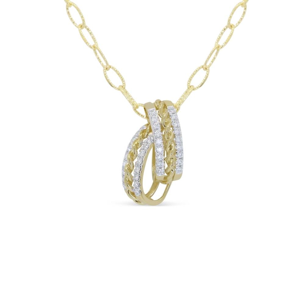 Beautiful Hand Crafted 14K Yellow Gold White Diamond Milano Collection Pendant