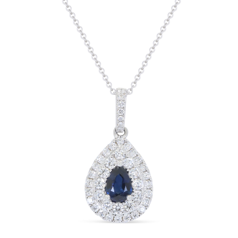 Beautiful Hand Crafted 18K White Gold  Sapphire And Diamond Arianna Collection Pendant
