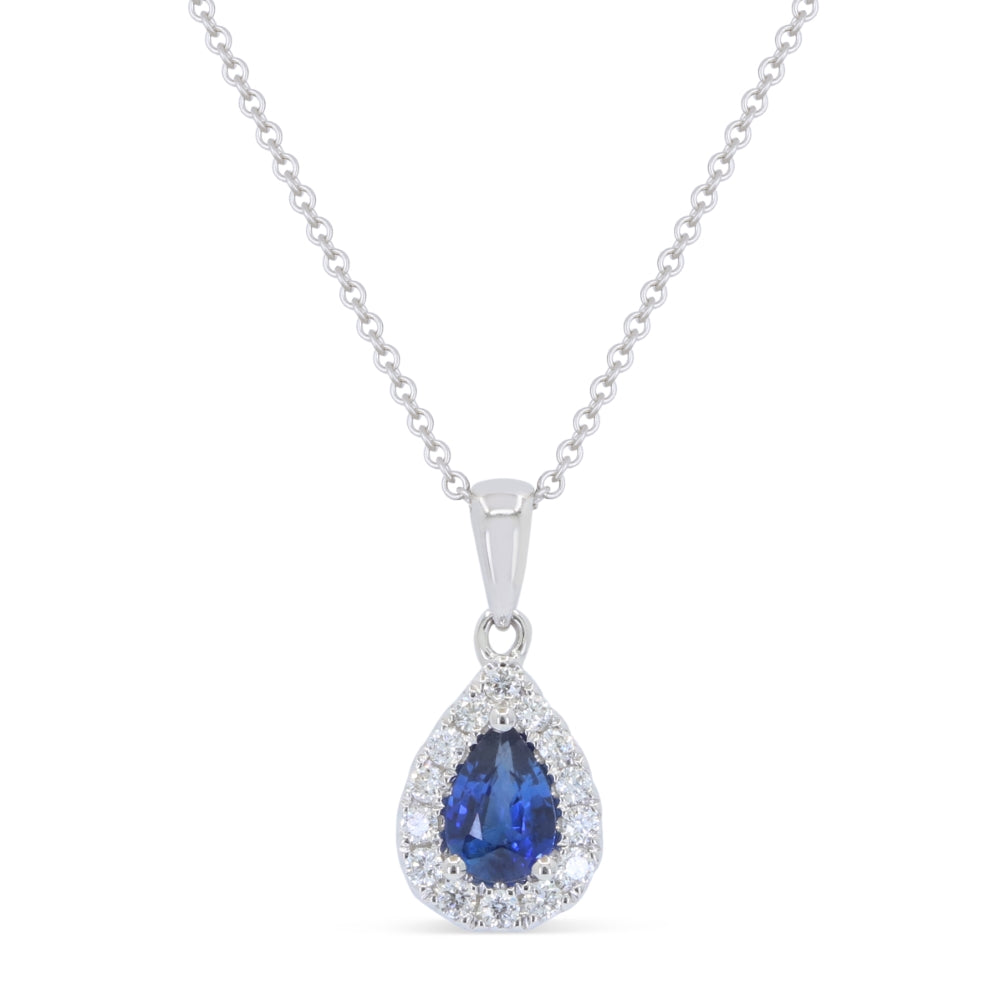 Beautiful Hand Crafted 18K White Gold  Sapphire And Diamond Arianna Collection Pendant