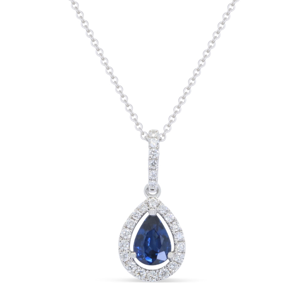 Beautiful Hand Crafted 18K White Gold  Sapphire And Diamond Arianna Collection Pendant